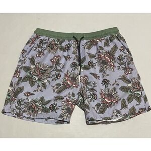 Lost Enterprises Floral Beach Shorts Mens Size XL Drawstring Stretch Beach